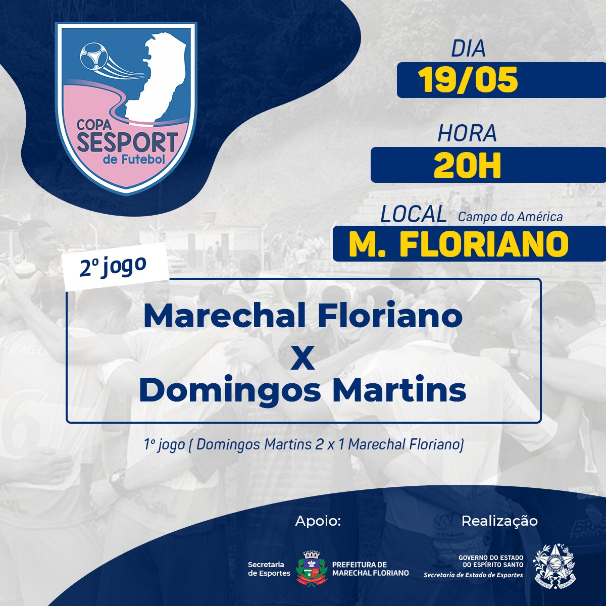 Marechal Floriano sediará 2° Jogo da Copa SESPORT de Futebol