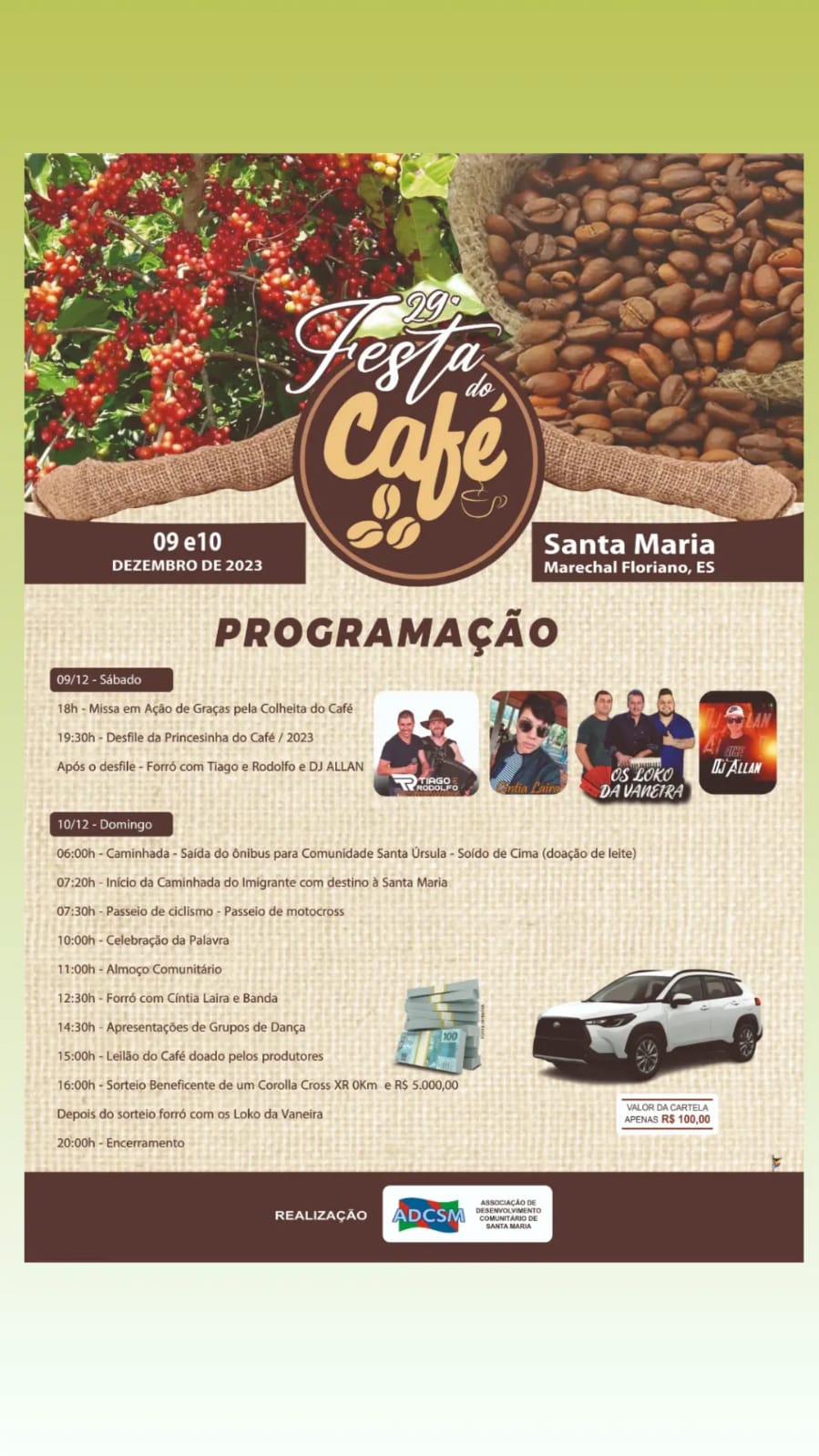 29ª Festa do Café Promete Agitar Santa Maria de Marechal Floriano com Atrações Culturais e Musicais.