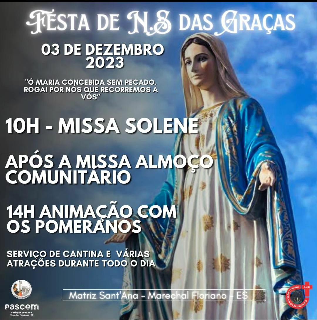 Matriz Sant’Ana irá celebrar festa em honra a Nossa Senhora das Graças neste final de semana