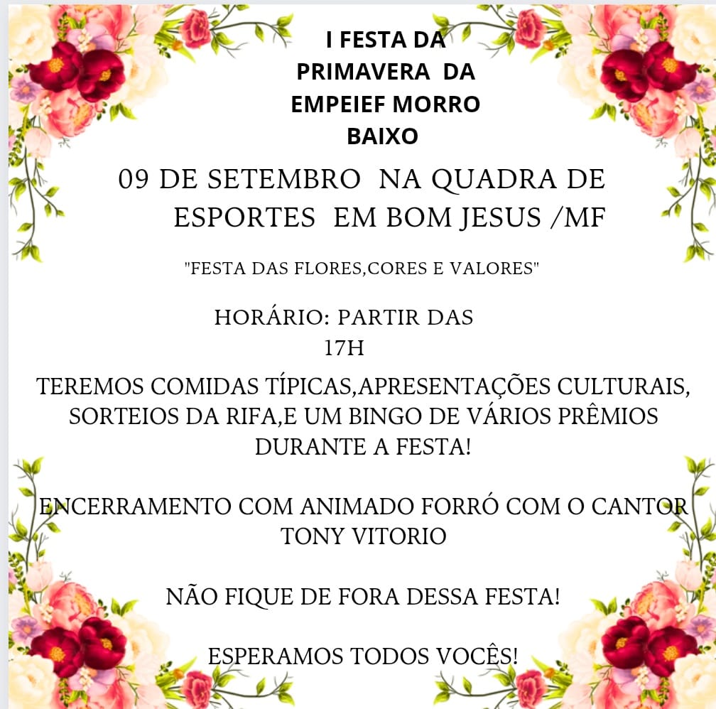 Morro Baixo terá sua primeira Festa da Primavera neste sábado