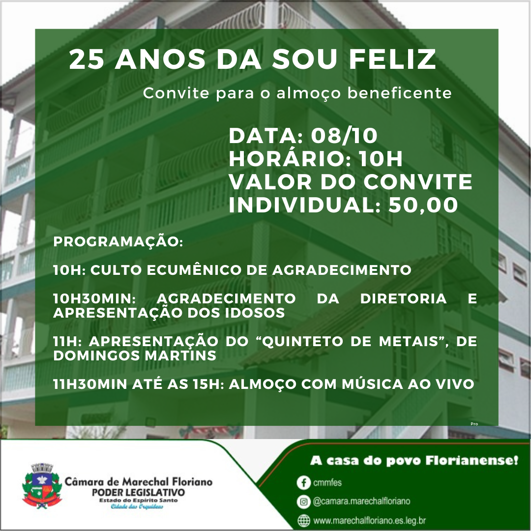 Sou Feliz irá celebrar seus 25 anos com almoço comunitário 