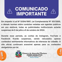 Todas as publicidades institucionais estarão suspensas de 6 de julho a 6 de outubro de 2024.